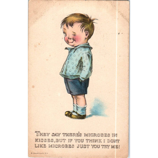 Little Boy "...There's Microbes in Kisses" Charles Twelvetrees Postcard TK1-P19