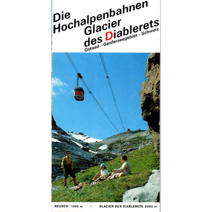 Vintage Hochalpenbahnen Glacier Des Diablerets Fold Out Travel Brochure AD7