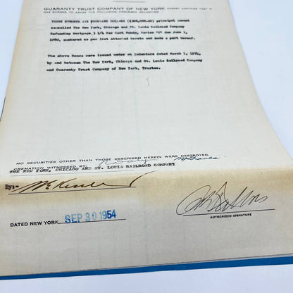 1954 New York, Ohio and St. Louis Railroad Company Certificate of Cremation AB2