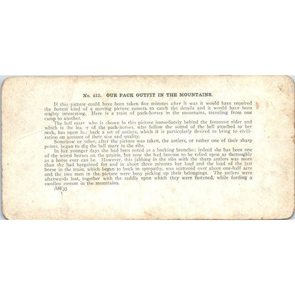 Train of Pack Horses in the Mountains - Antique Stereoview Card TJ1-C1