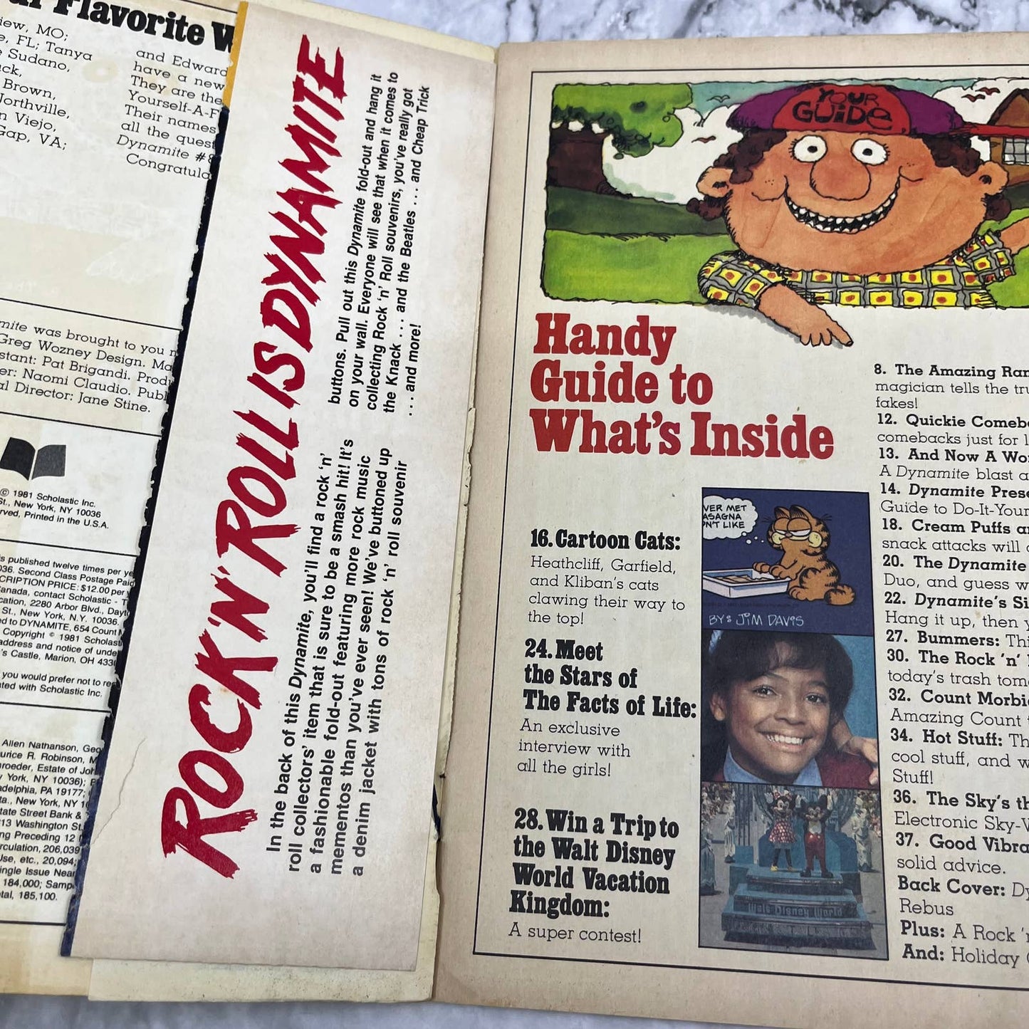 Amazing Randi magician Facts of Life Garfield DYNAMITE 1981 Nov Magazine TJ4-2