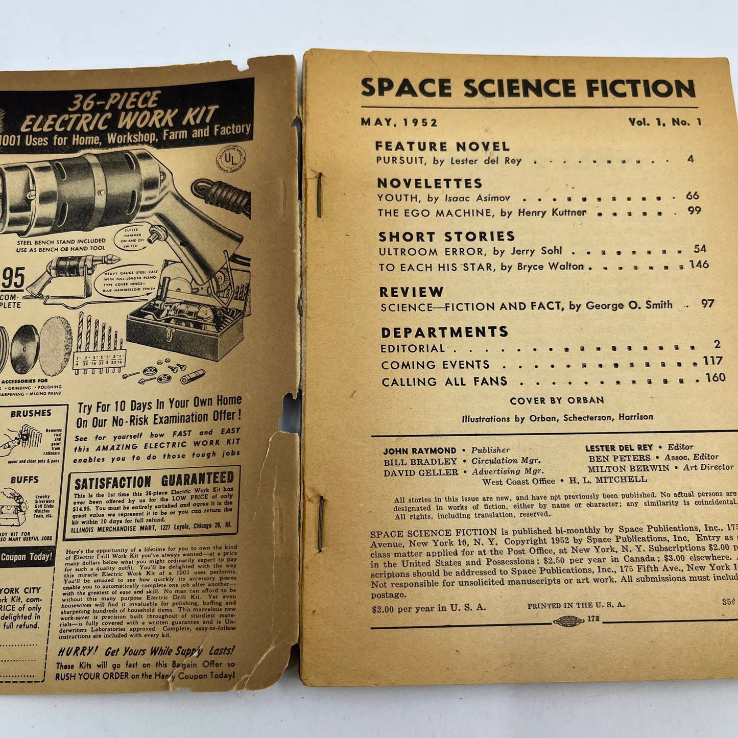 Space Science Fiction #1 May 1952 Asimov George Smith Henry Kuttner Sohl TC1