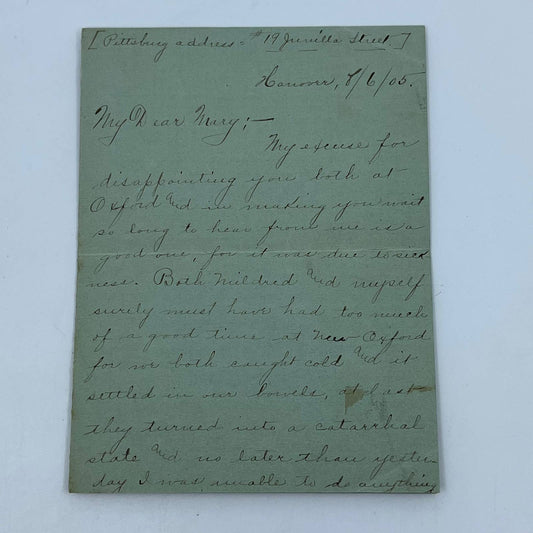 1905 Handwritten Letter from Harriet Morgan Hanover PA AA6