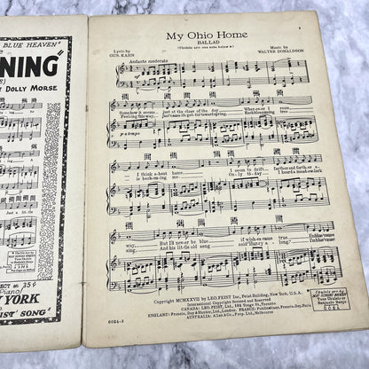 My Ohio Home Gus Kahn Walter Donaldson 1927 Sheet Music V42-1