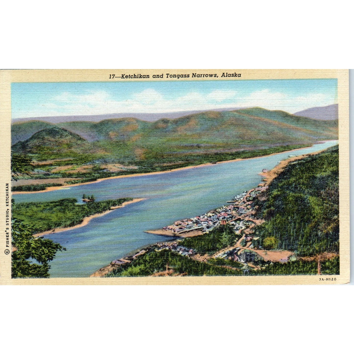 Ketchikan and Tongass Narrows Alaska Original Postcard P2-6