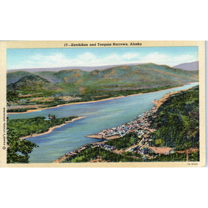 Ketchikan and Tongass Narrows Alaska Original Postcard P2-6