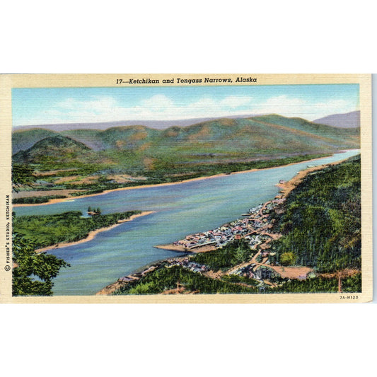 Ketchikan and Tongass Narrows Alaska Original Postcard P2-6