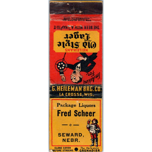 Heileman's Old Style Fred Scheer Seward NE Advertising Matchbook Cover MM10-2