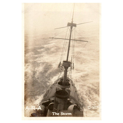 Sailboat At Sea in a Storm - Original Postcard RPPC TJ8-4