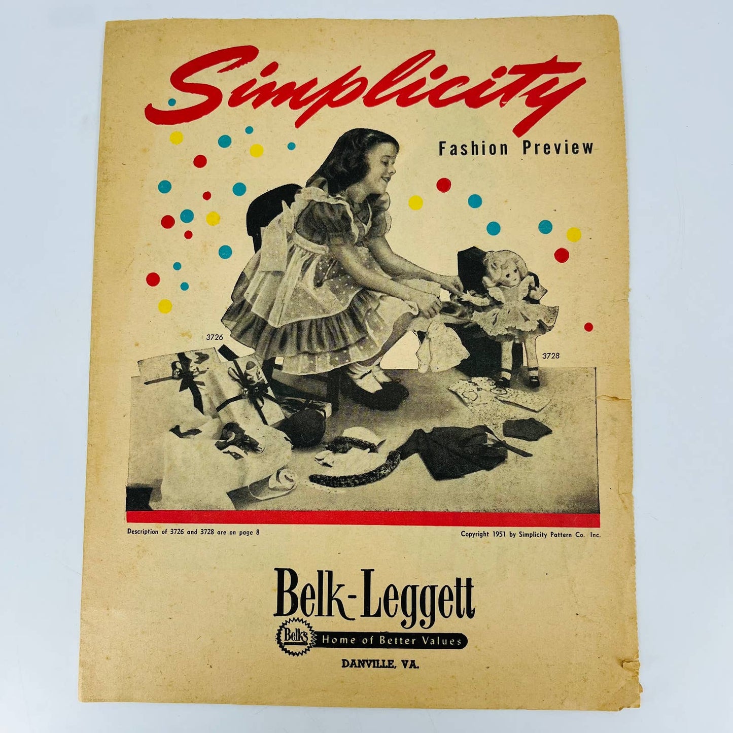 1951 Belk-Leggett Simplicity Fashion Preview Christmas Outfit Sewing Patterns C8