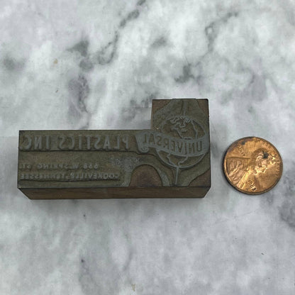 VTG Letterpress Printers Block Plate Universal Plastics Inc Cookeville TN TJ51