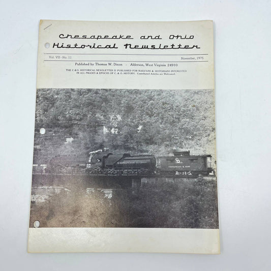 1975 Nov Chesapeake and Ohio Historical Newsletter C&O RR Thomas Dixon WV TE2