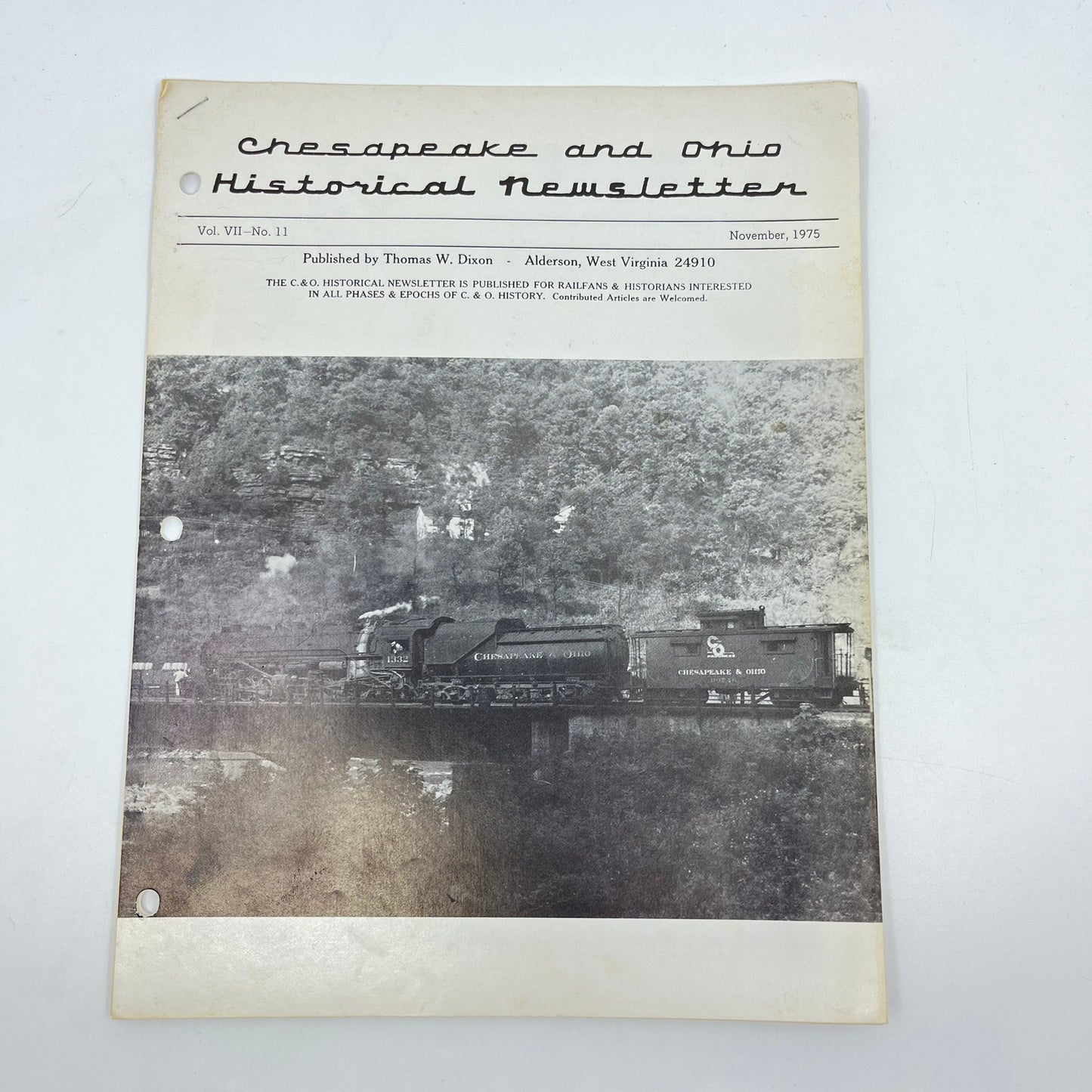 1975 Nov Chesapeake and Ohio Historical Newsletter C&O RR Thomas Dixon WV M1-2