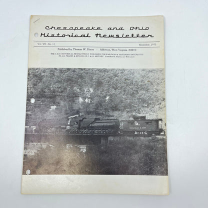 1975 Nov Chesapeake and Ohio Historical Newsletter C&O RR Thomas Dixon WV M1-2