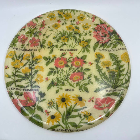 Retro Fiberglass Artmor Serving Platter Tray Floral Botanical Boho 15" TG8