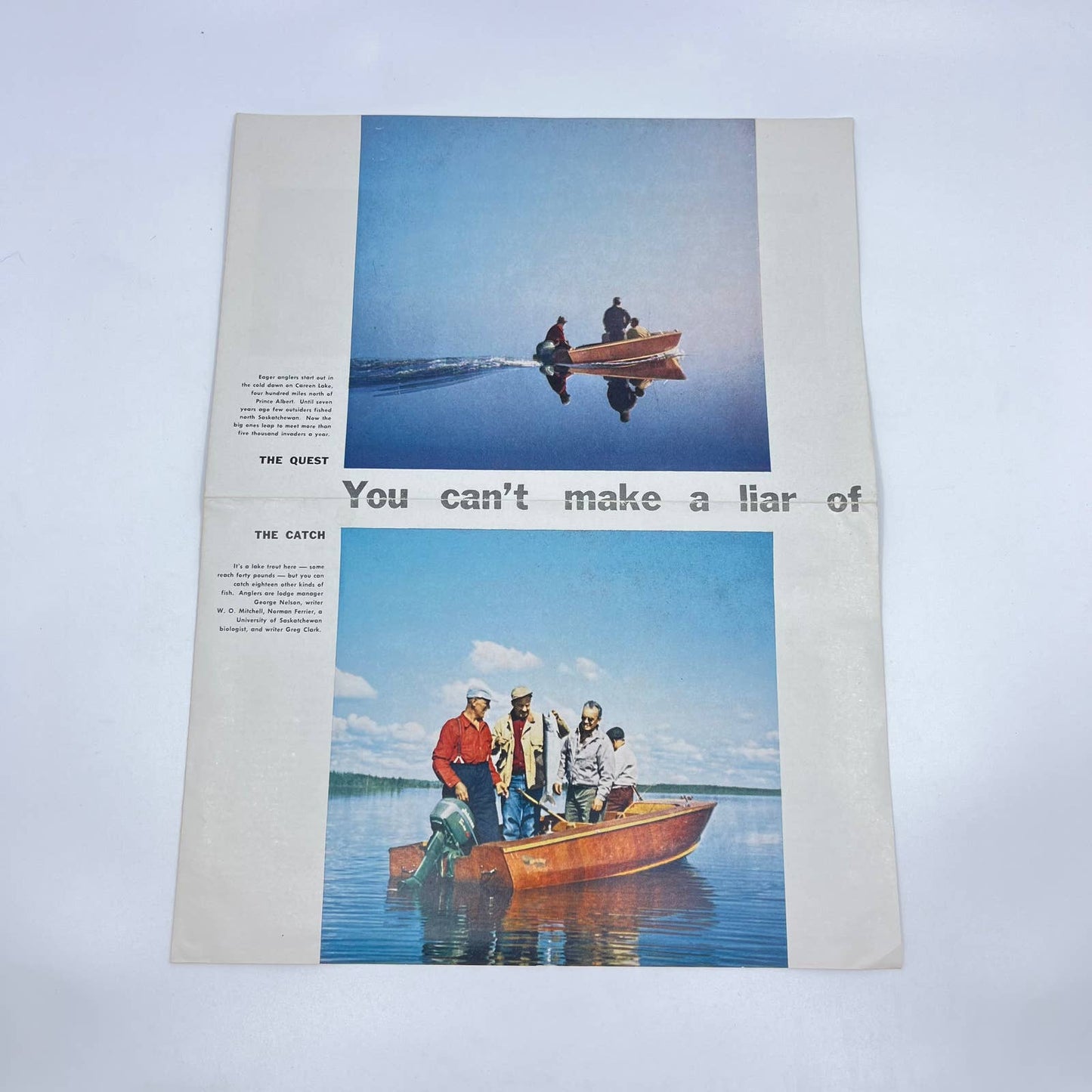 1956 Saskatchewan Canada Fishing Careen Lake Article Leaflet AB3