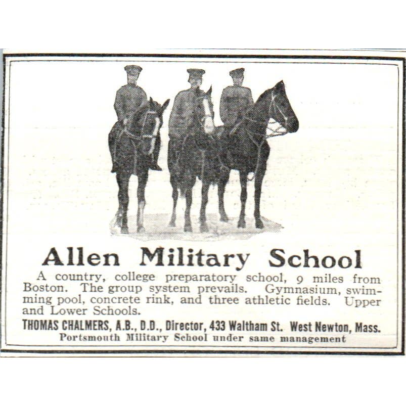 Allen Military School Thomas Chalmers West Newton Mass - 1921 Original Ad TJ7-S7
