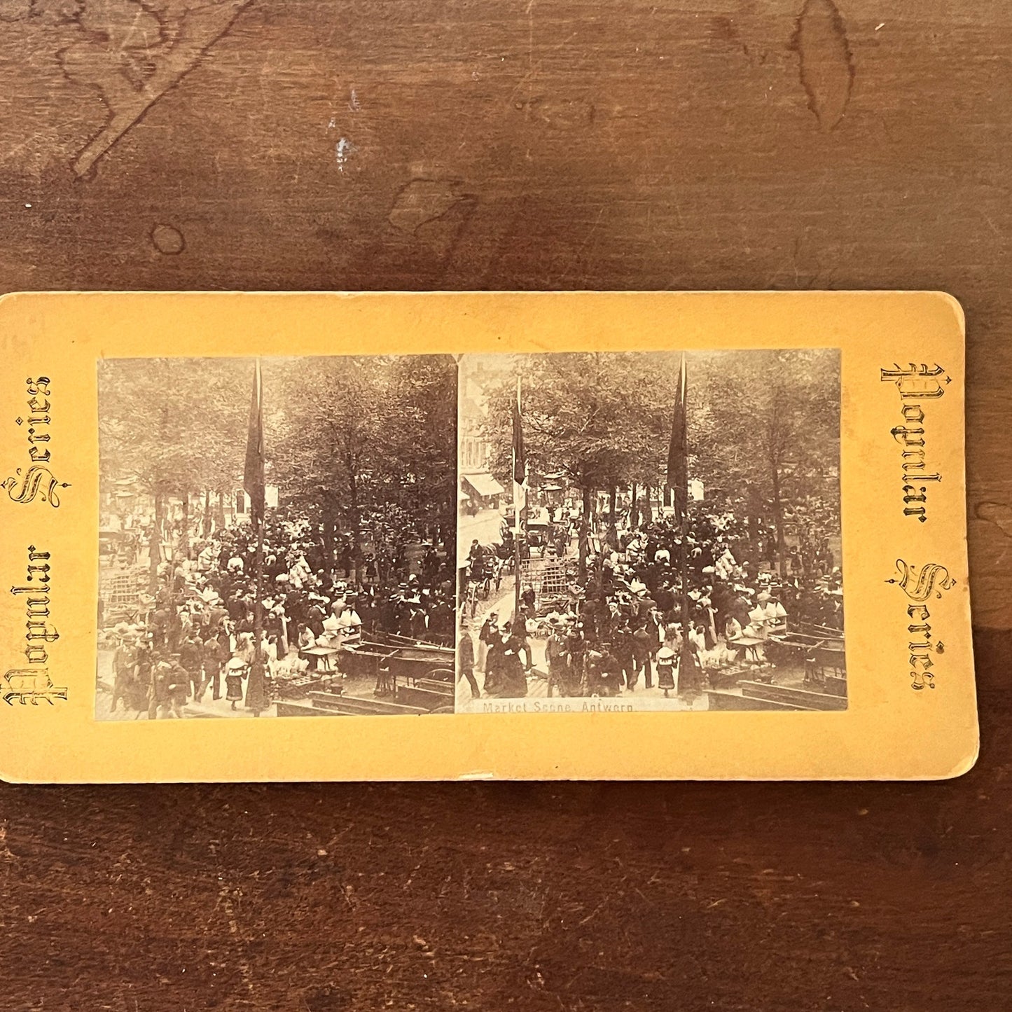 Market Square Antwerp c1880 Antique Stereoview Card H2-3