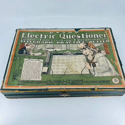 1920s Knapp Electric Questioner Educational Quiz Game Green Box BA3