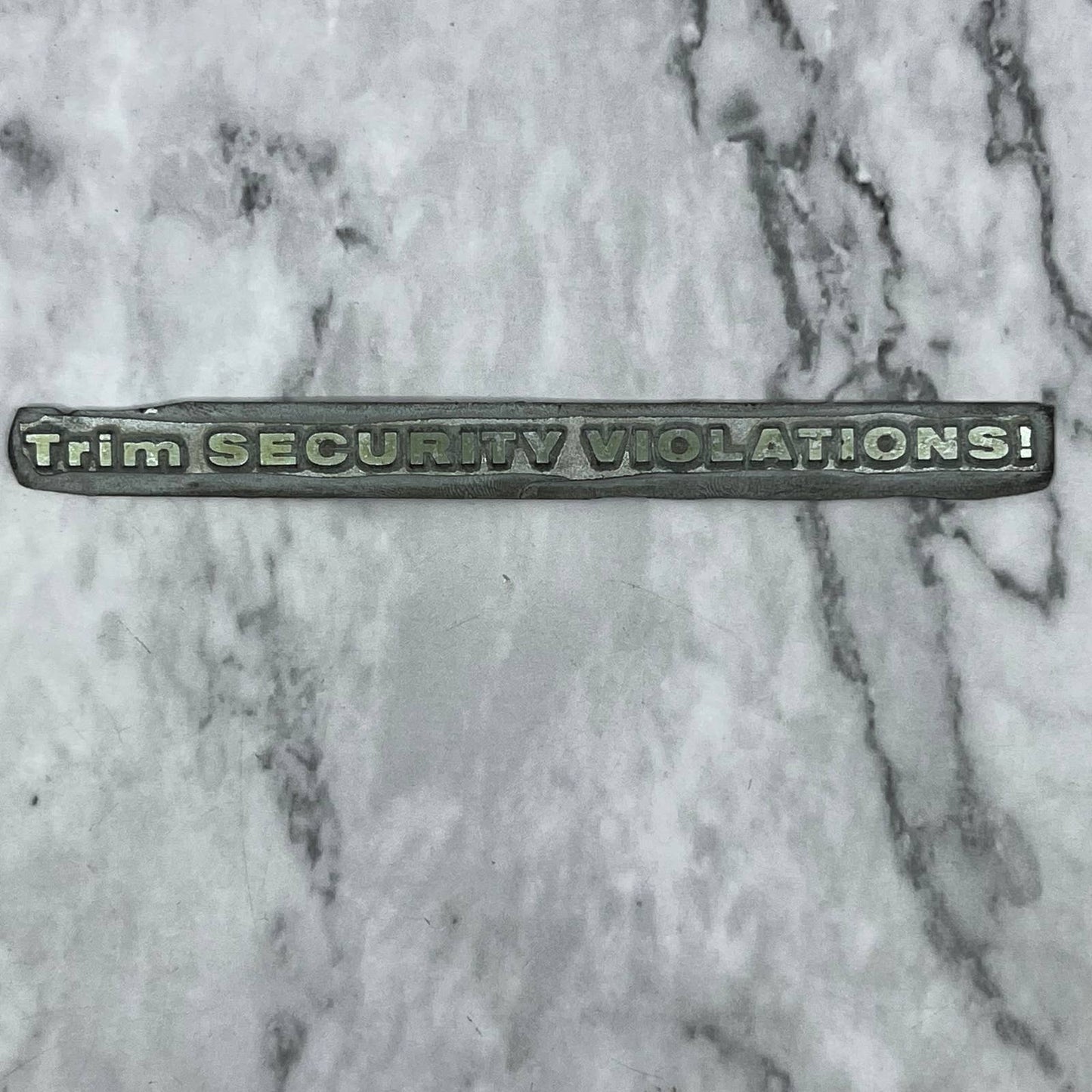Vintage Printing Letterpress Printers Block Plate Trim Security Violations! TJ59