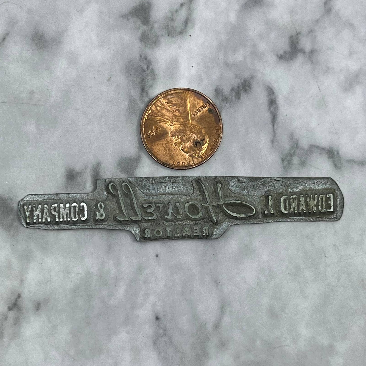 Vintage Letterpress Printers Block Plate Edward J. Howell & Company Realtor TJ57