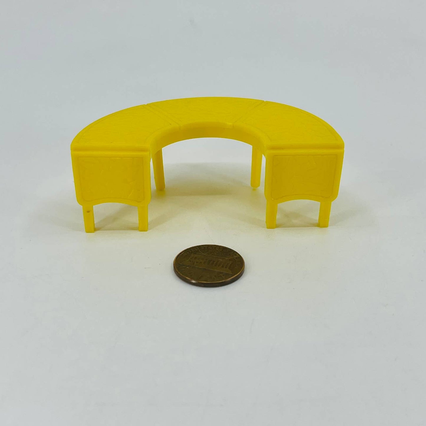 1950s MARX Dollhouse Furniture Celluloid Yellow Half Circle Coffee Table TD6