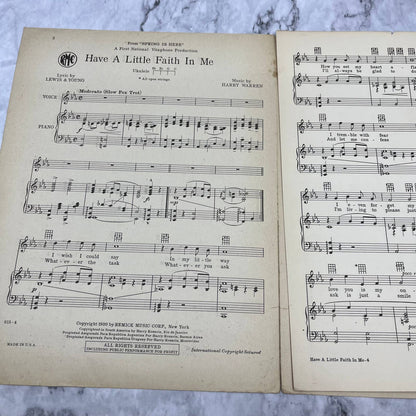 Have a Little Faith in Me Spring is Here Lawrence Gray 1930 Sheet Music TH1