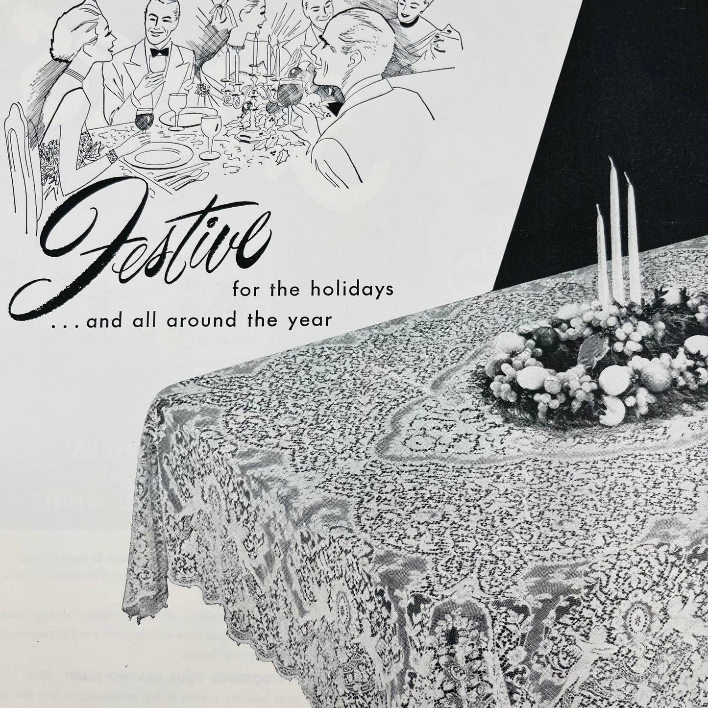 1949 Ad Quaker Festive Lace Table Cloths 12.5 x 9.5” TA8