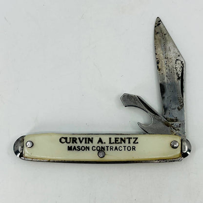 THE IDEAL Mother-of-Pearl Style Advertising Folding Knife Curvin Lentz Mason SB9