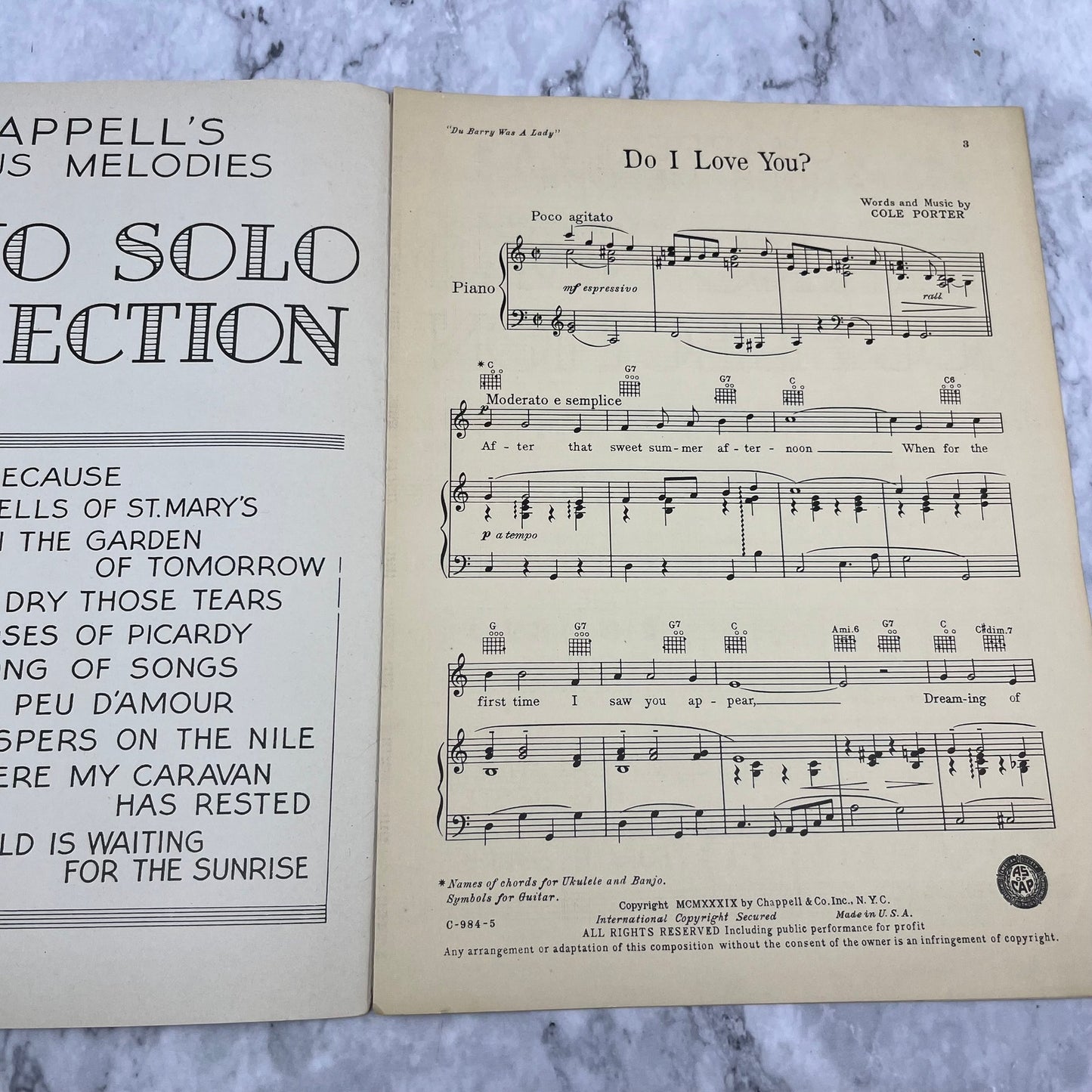 Sheet Music Do I Love You from Du Barry Was A Lady Ethel Merman 1939 V42-2