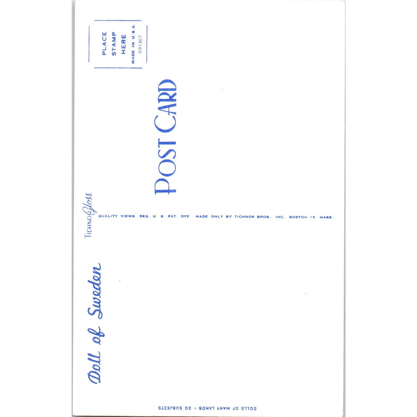 Doll of Sweden - Dolls of Many Lands Series Original Postcard PB4