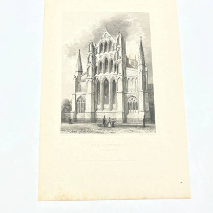 1836 Original Art Engraving Ely Cathedral East End, Floor Plan and Bio TG6