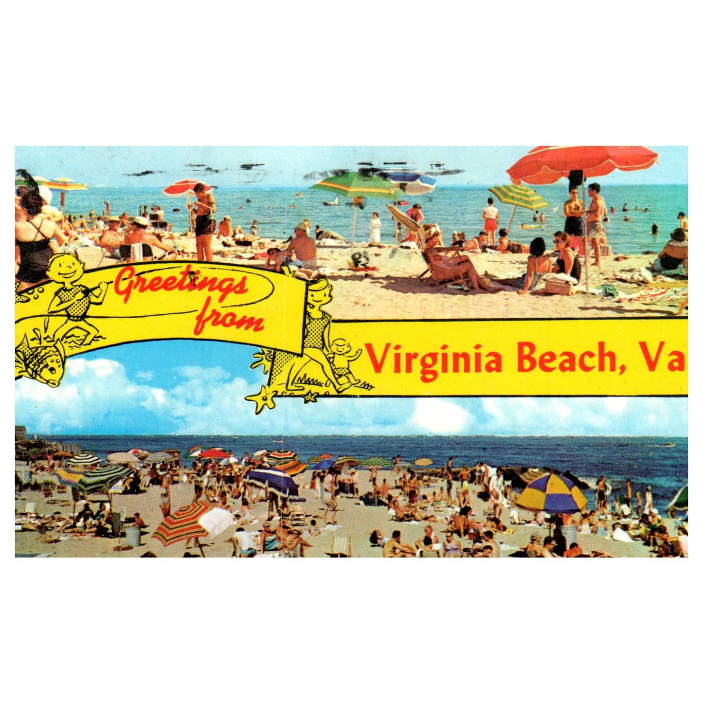 Vintage Postcard - Greetings From Virginia Beach Virginia TJ7-1