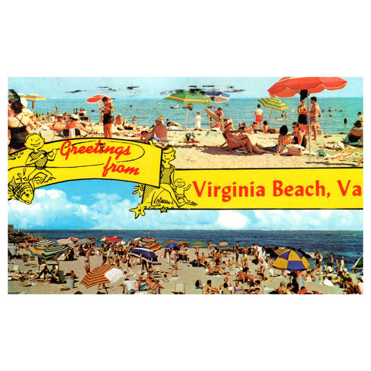 Vintage Postcard - Greetings From Virginia Beach Virginia TJ7-1