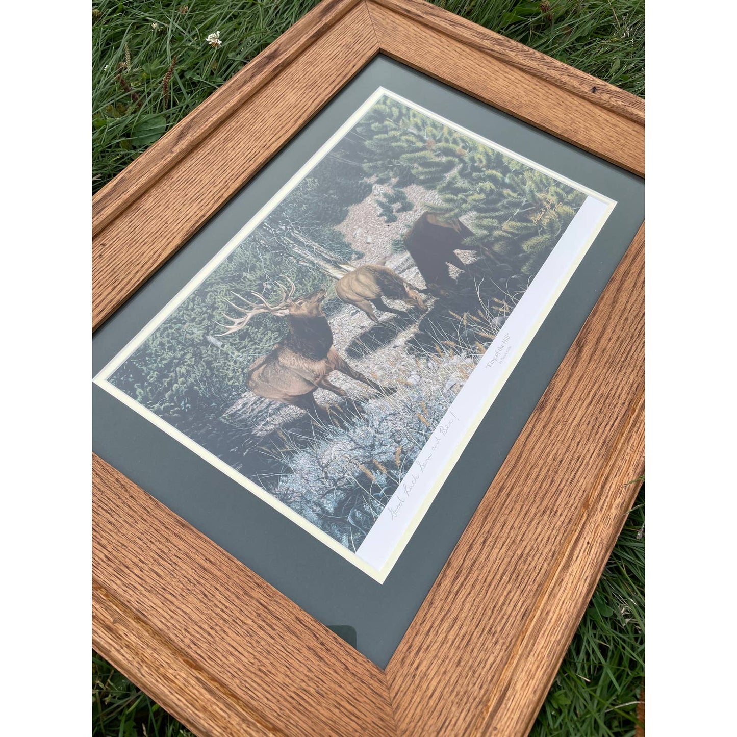 Vintage Signed Framed and Matted Print Patrick Gibbs Hunting “King of the Hill”