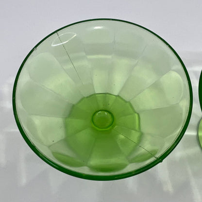 1920s Federal Glass Depression Uranium Vaseline 2 Sherbet Ice Cream Optic TH5