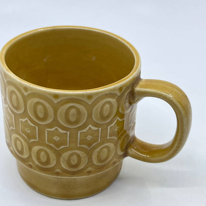 1960s MCM Tan Ceramic Stacking Stackable Mug Cup Japan TI2