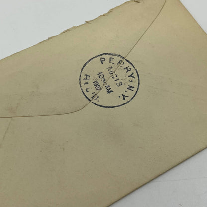 1907 Postal Cover & Letter Pine City to Perry NY Charles Bun AA6