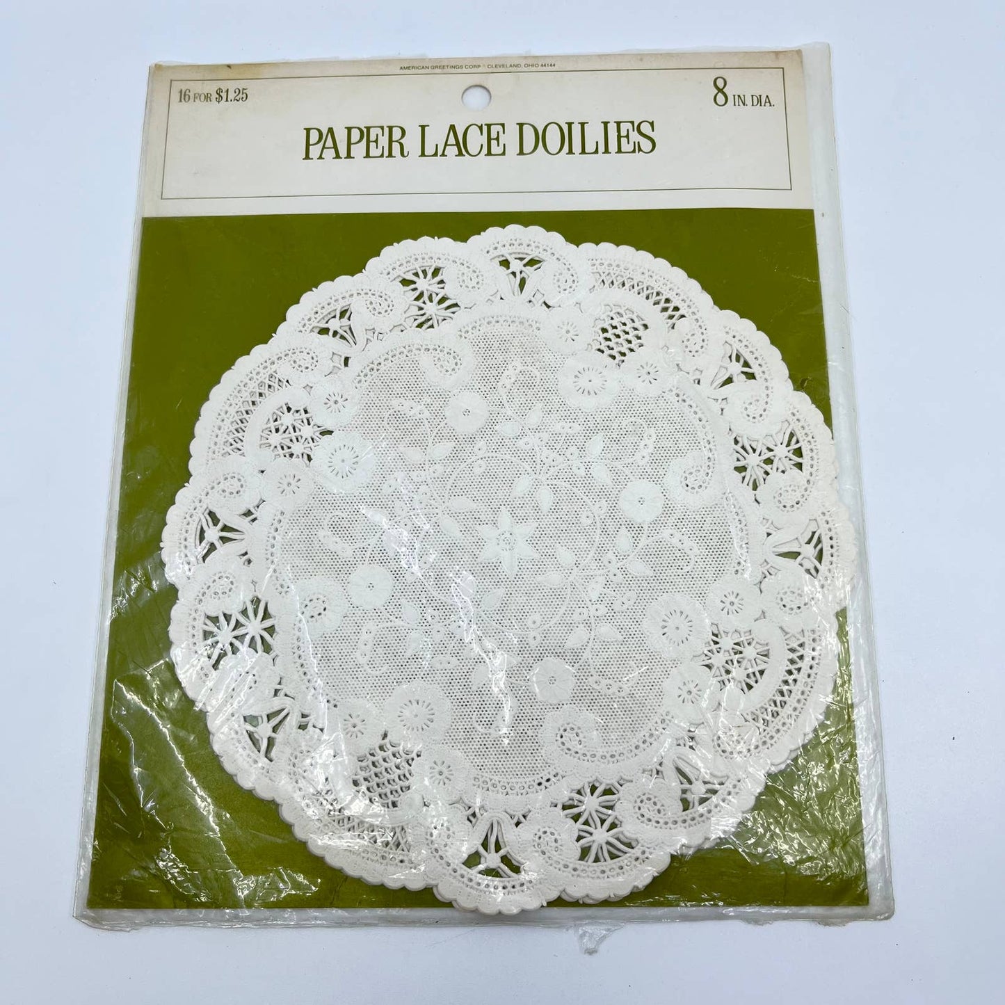 Set of 2 Vintage Paper Lace Doilies in Package 8” FL3