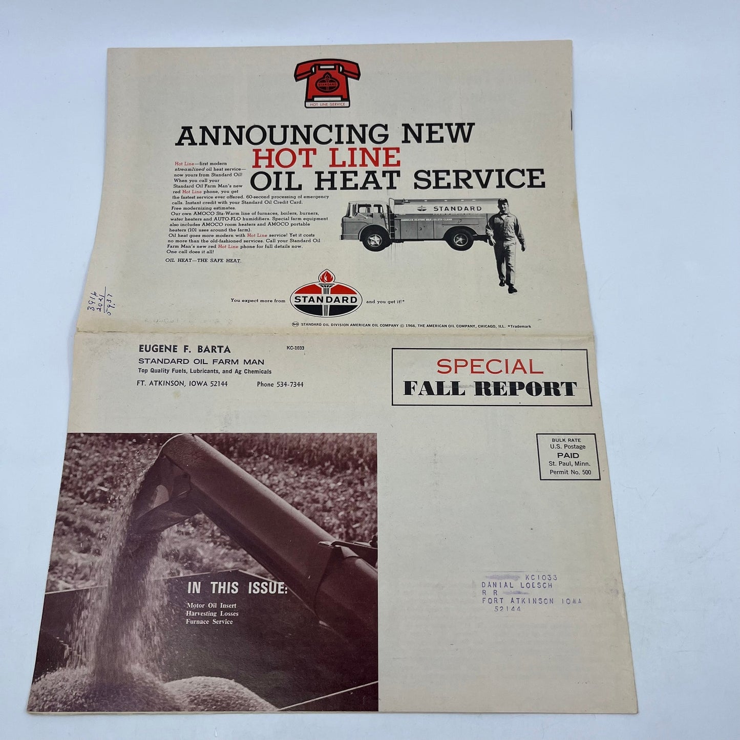 1966 Standard Oil Farm Newsletter Precision Harvest Cuts Losses V40-4
