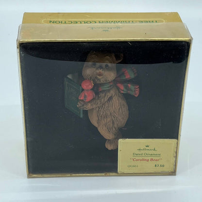 Hallmark Tree Trimmer Christmas Ornament 1980 Keepsake Caroling Bear IN BOX TB4