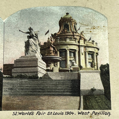 Antique Stereoview Card World's Fair St. Louis 1904 West Pavilion TJ3