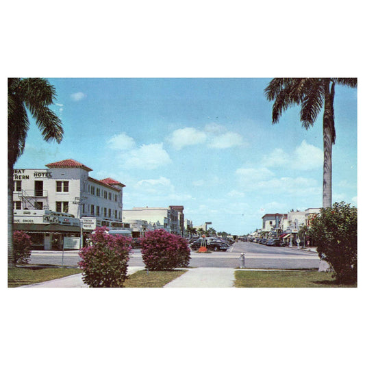 Vintage Postcard - Hollywood Blvd Looking East From Harding Circle FL 1951 AD9