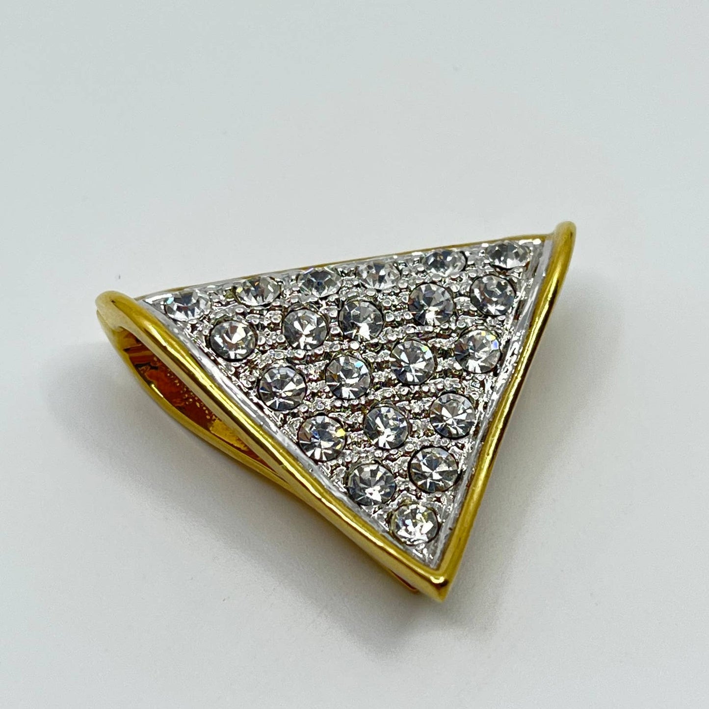 VTG Gold Tone Triangle Rhinestone Tie Bar Tie Clip Tie Pin SC3