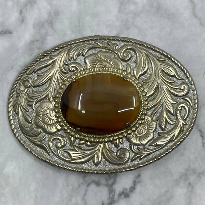 VTG Smooth Tiger Eye Belt Buckle Cowboy Western Rancher Crumline SE7