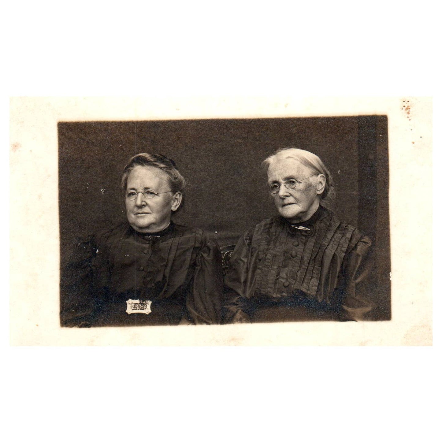 2 Elderly Ladies in Black Dresses - Original Postcard RPPC TJ8-4