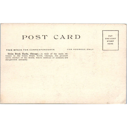 Union Stock Yards Chicago Entrance c1910 Original Postcard TK1-27