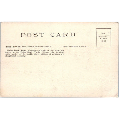 Union Stock Yards Chicago Entrance c1910 Original Postcard P1-12