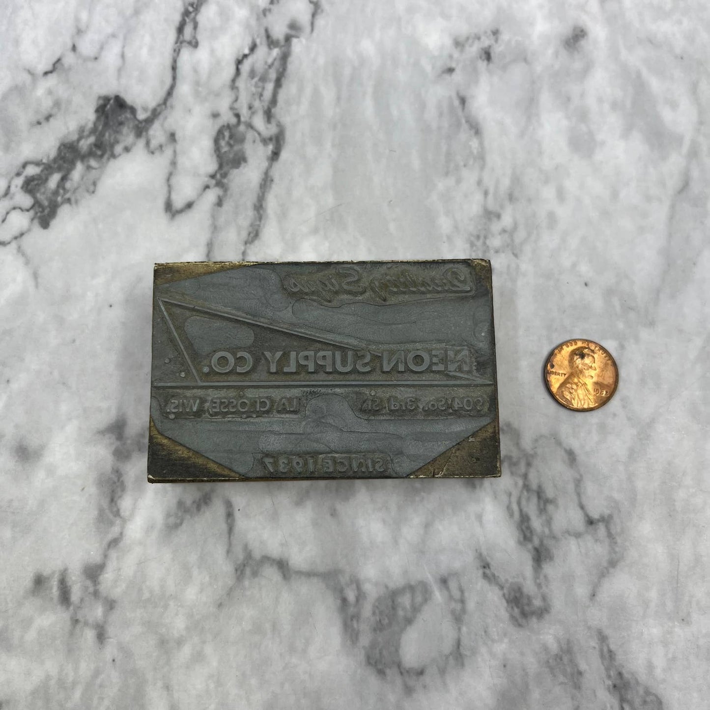 Vtg Printing Letterpress Printers Block Plate NEON SUPPLY CO La Crosse WI TJ5