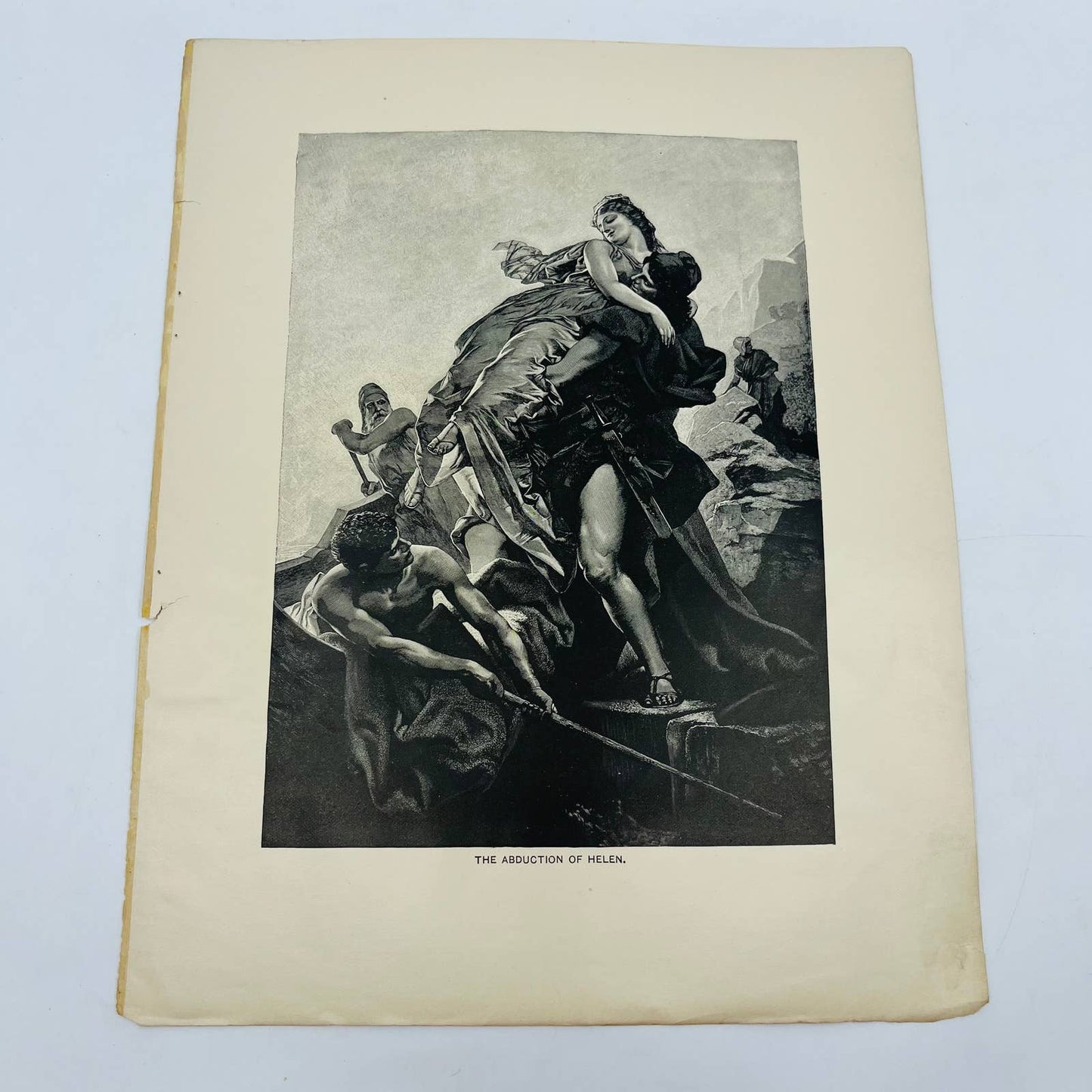 1880s Victorian Art Print Engraving Homer Iliad THE ABDUCTION OF HELEN